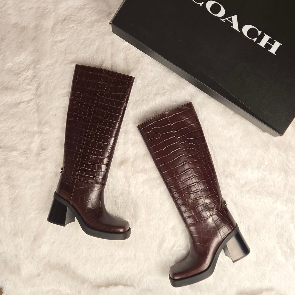 New Coach women's Boot Classic Sculpted C Tall Maple NWT 6 - Picture 10 of 15